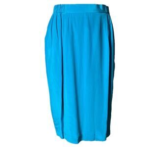 Anne Klein Vibrant Blue Silk Midi Skirt Size 12